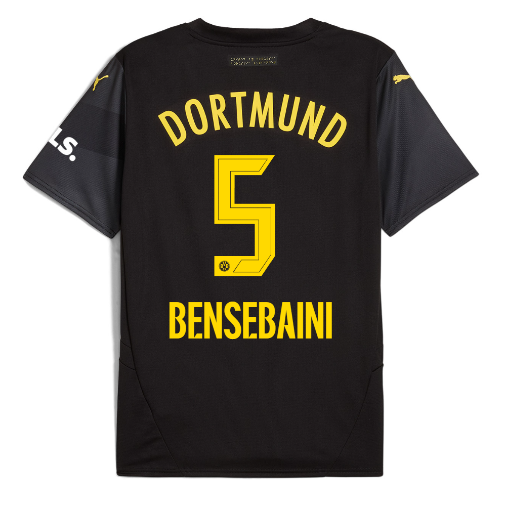 BVB Away Jersey 2425 For Kids – 5 Bensebaini Borussia Dortmund Collection | Official Merchandise