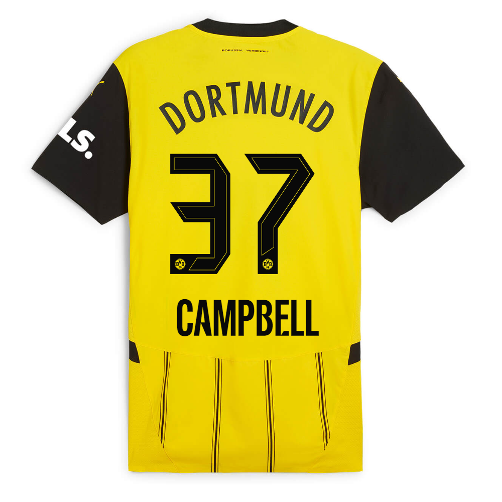 BVB Home Jersey 2425 For Kids – 37 Campbell Borussia Dortmund Collection | Official Merchandise